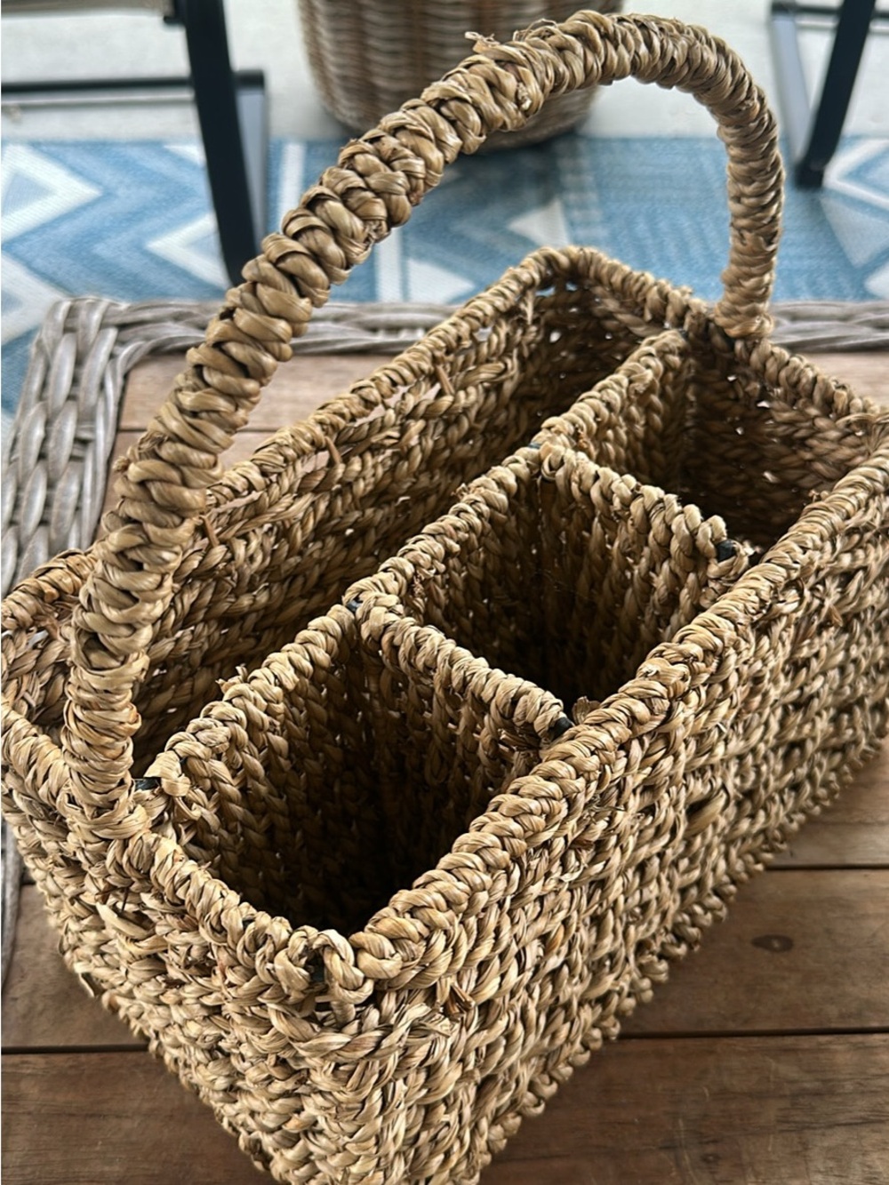 Wicker Sectioned Basket with Handle